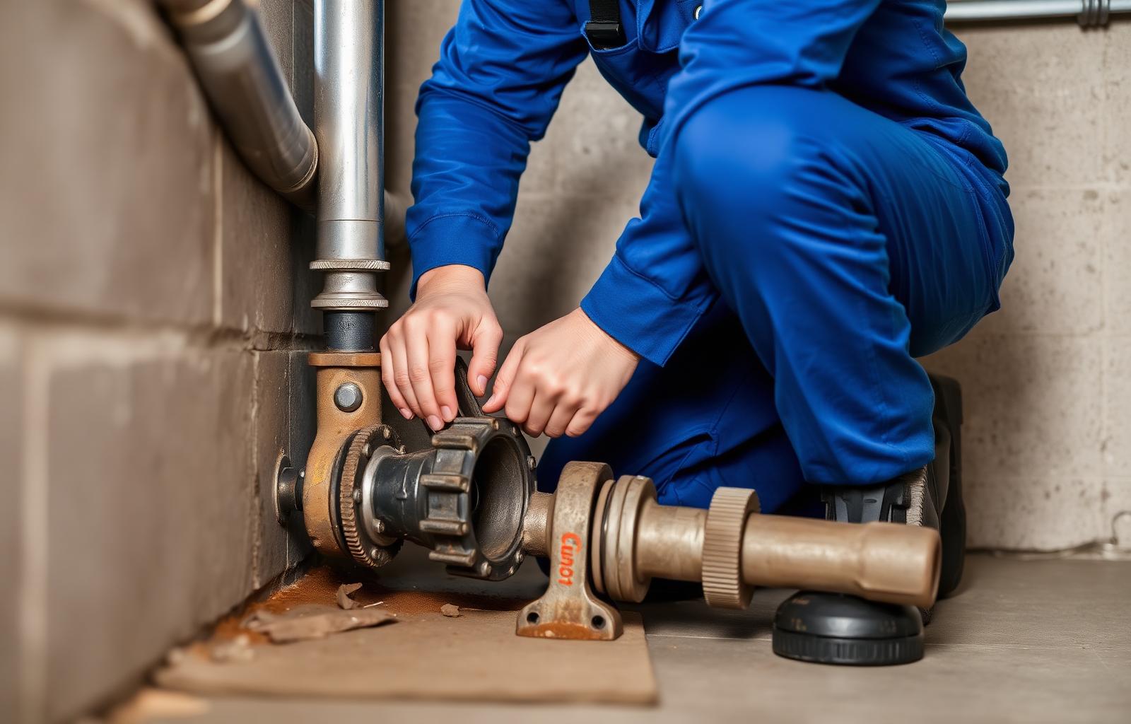 Technicien réparant une pompe de relevage en Île-de-France